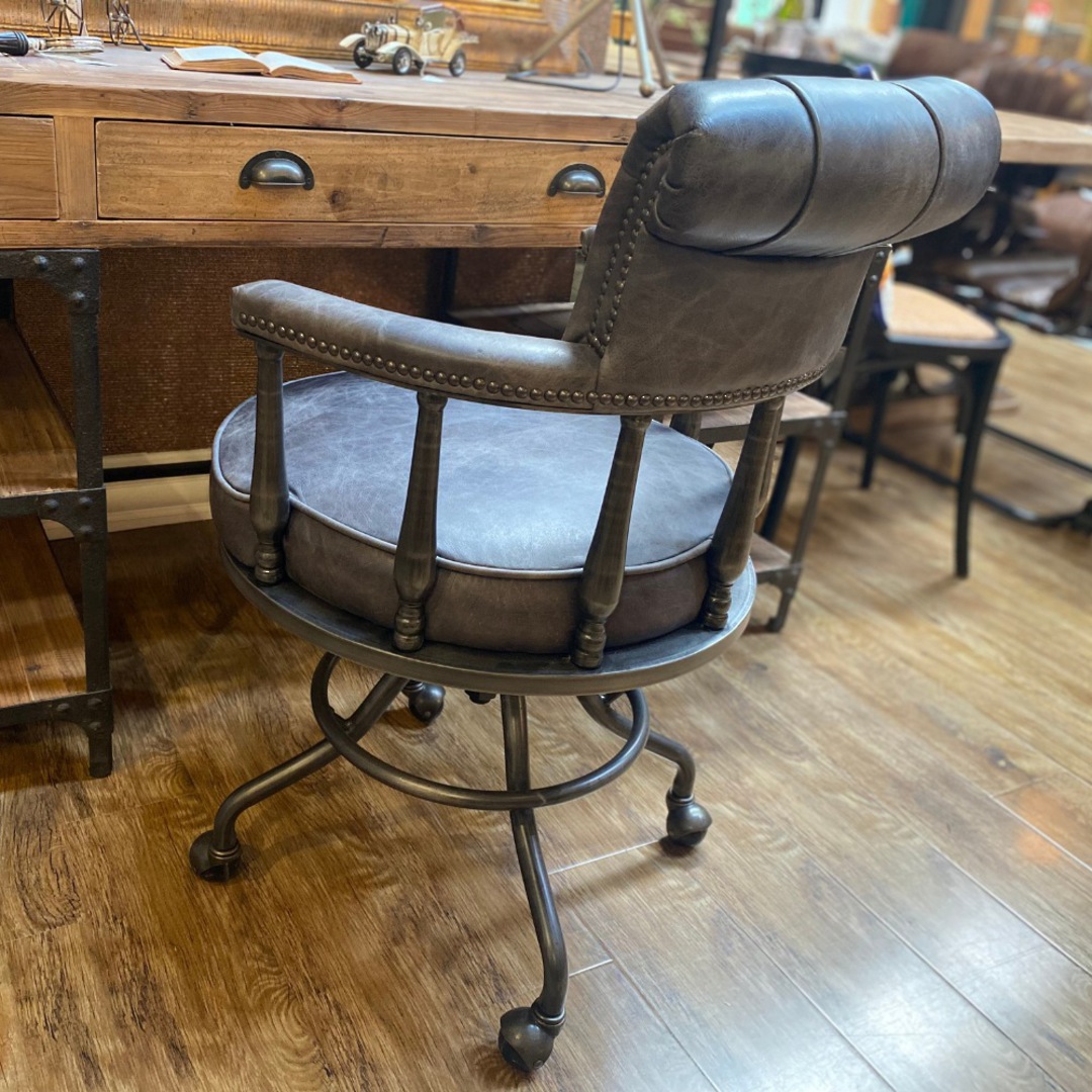 Captains Vintage Leather Office Chair Black image 3